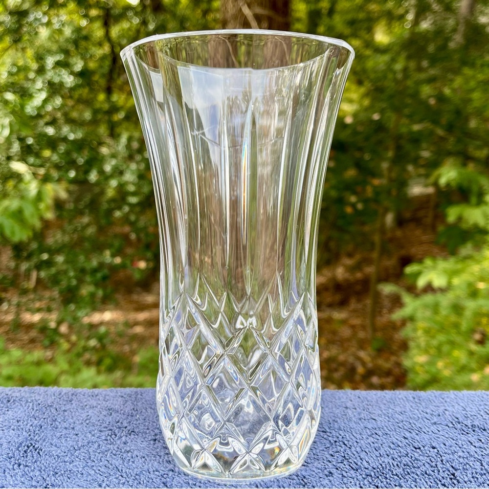Vintage Royal Crystal Rock (?) clear crystal vase with octagonal rim